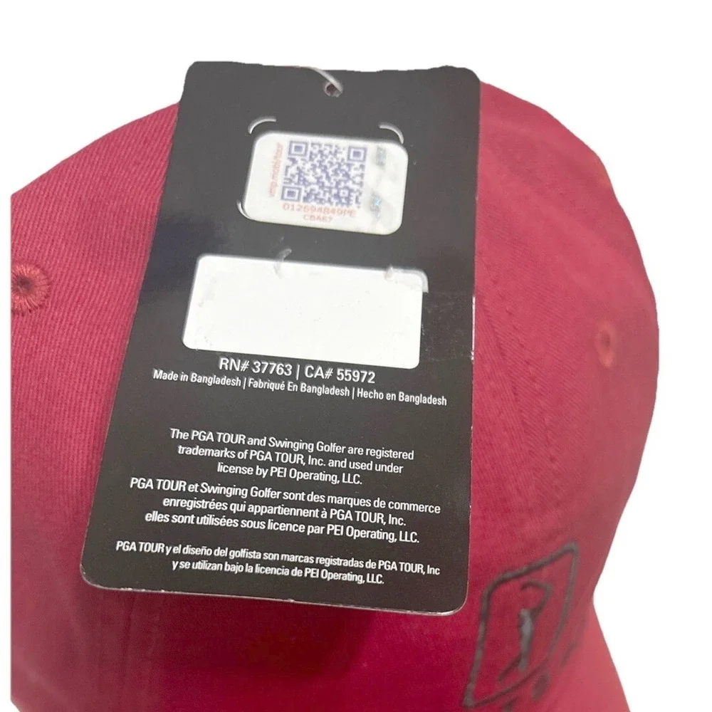 New W/Tag Official PGA Golf Tour Adjustable Red Moisture‎ Wicking Strap back Hat